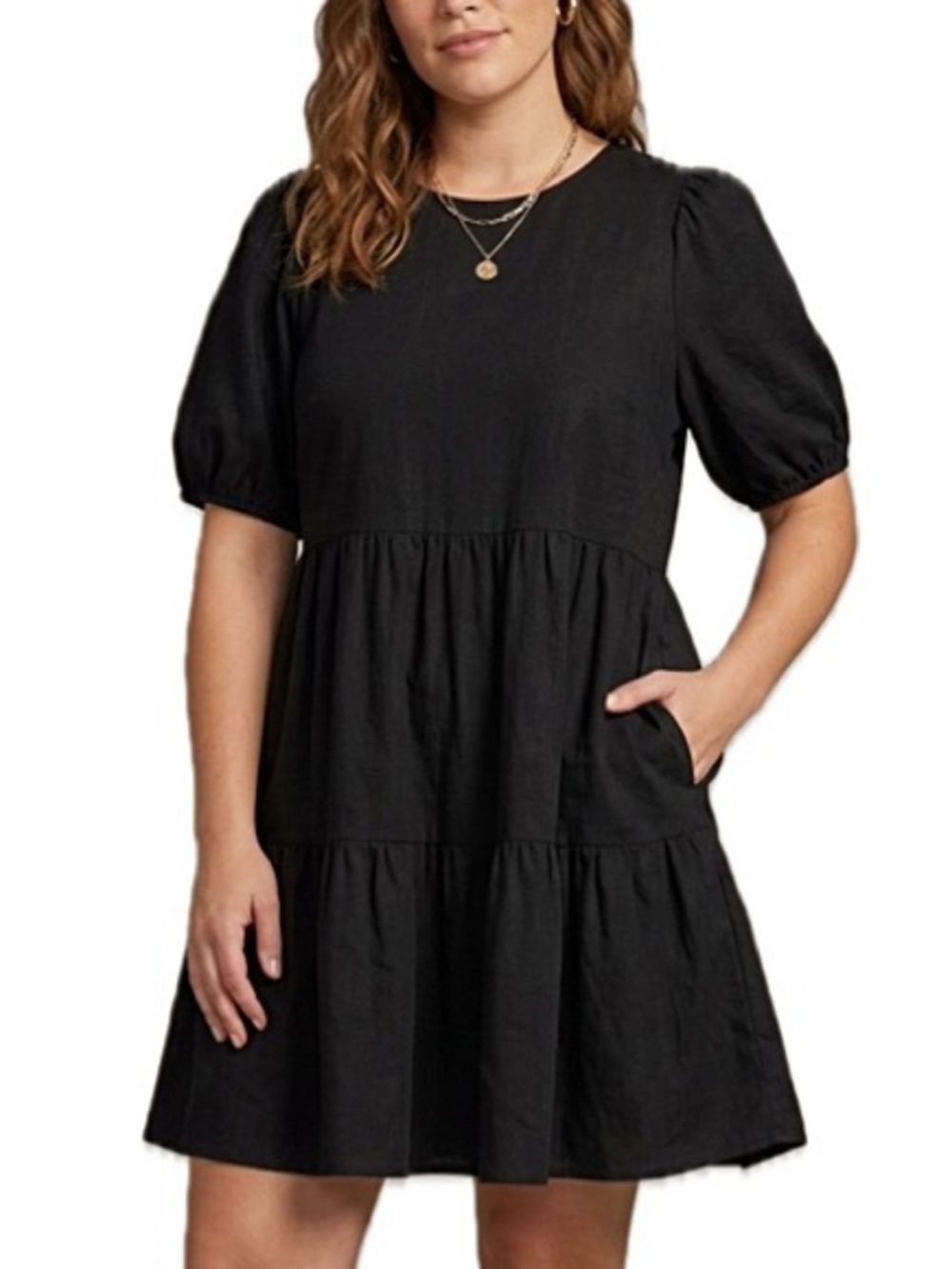 Abercrombie & Fitch Black Tiered Ruffle Puff Sleeve Babydoll Mini Dress Sz Small